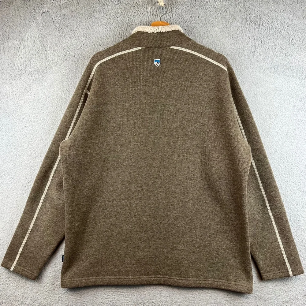 Kuhl Revel 1/4 Zip Sweater Mens XL Brown Sherpa Lined Collar Pullover Fleece